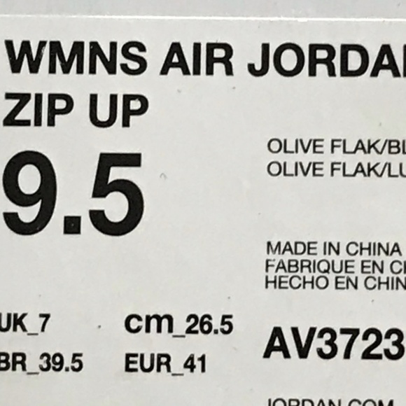 Air Jordan 1 High Zip Up Olive Flake Black Shoes - Picture 8 of 8